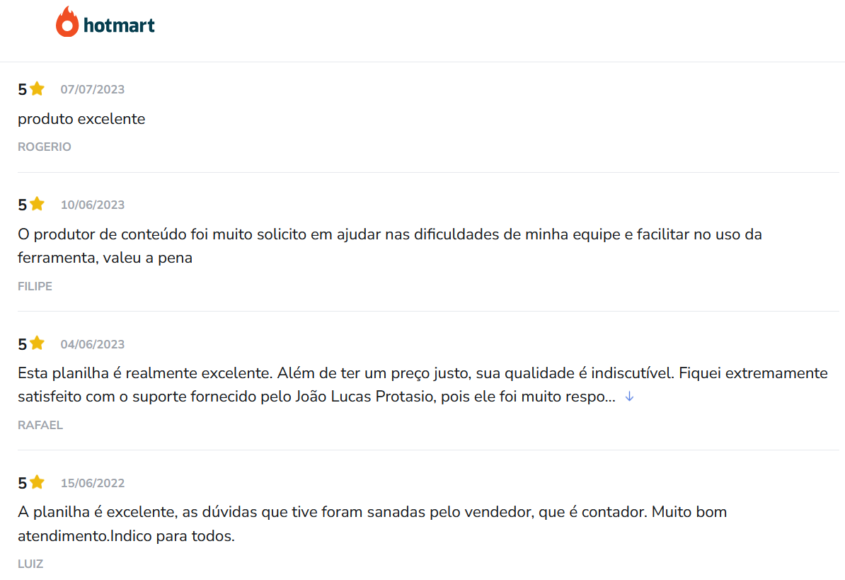 Avaliação de assinante na Hotmart